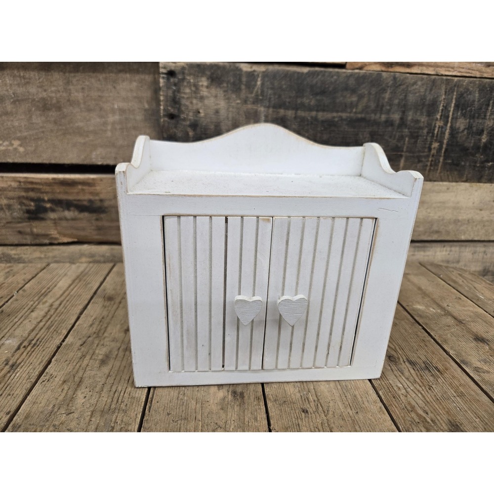 Vintage Tender Heart Treasures Miniature White wooden Doll cabinet